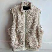 Lemon Tart Cream Faux Fur Zip Up Vest