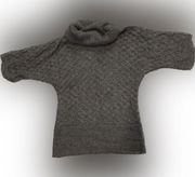 Half sleeve wool blend cable knit turtleneck tunic sweater