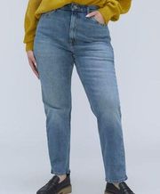 Everlane Cropped Original Curvy Cheeky Jean High Rise Size 30 Worn In Mid Blue