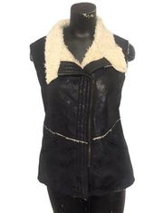 Sanctuary Faux Suede Sherpa Shearling Vest Black Size Small