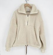Verley Appleton Half Zip Oversized Sherpa Sweatshirt Cream Ivory Women's M