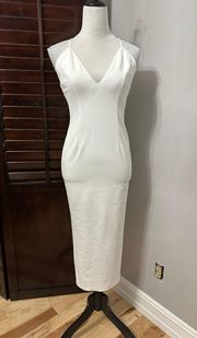 Katie May Womens Bodycon Dress White Adjustable Maxi V Neck Sleeveless XS New