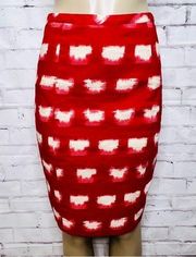 Anthropologie Corey Lynn Calter Ackee Red Motif Linen Blend Pencil Skirt size 6