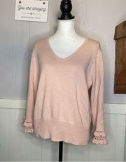 JOSEPH A. Ruffle sleeve sweater, Victorian , classy, chic, preppy vibes