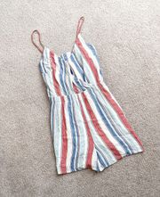 American Eagle  Red White Blue Striped Romper