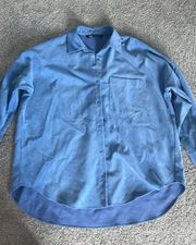 corduroy Button-Down Blue Shirt