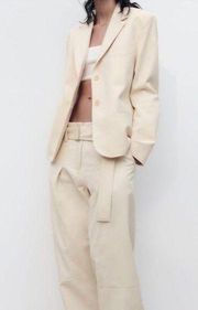 ZARA  Cotton Blazer Two Buttons (Oyster White) Size L NWOT