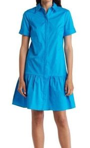 Donna Morgan Solid Collared Shirtdress women’s size 4 Ocean blue NWT