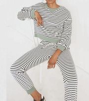 MADEWELL MWL Velour Crewneck Stripe Sweatshirt & Jogger Pants Lounge Set Size S