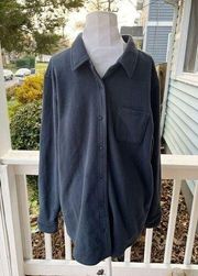 LL Bean Navy Blue Button Down Fleece Shirt Jacket Shacket Large