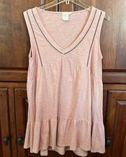 🌻 White Crow light pink sleeveless V-neck pullover cotton mini dress Size M