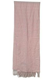 Pink Houndstooth Plaid Scarf Cashmere Viscose Blend Preppy Italy