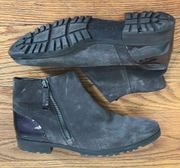 Paul Green Suede Patent Leather Ankle Boots Dark Grey size 8.5 (uk 6)