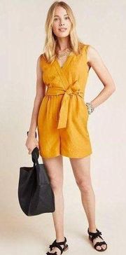 Maeve Luna Gold Orange Romper V Neck size 0