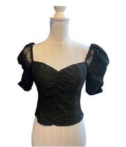 lulumari Black Lace Top Size S