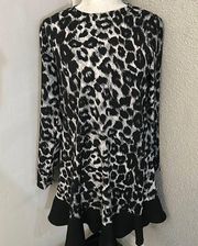 Black/White Animal Print Dress Tunic Size 2 Long Sleeve