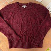 Base Maroon Cableknit Bass Sweater