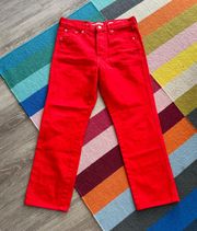 Red Straight Fit Jeans