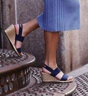 ✨Women's Blue André Assous Allison Elastic Wedge Sandals✨