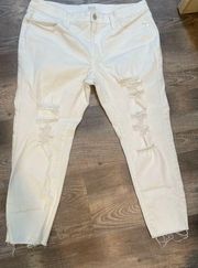 a.n.a. White Distressed Skinny Ankle Jeans Size 12