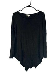 NY & Co Black Round High Low Hem Long Sleeve Pullover Knit Sweater Women Sz M