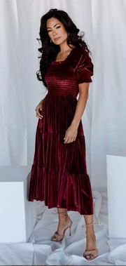 Vivaldi Smocked Velvet Midi Dress