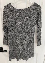 New York & Co Black Marled Knit Tunic Length Sweater 3/4 Sleeve Women’s Size S