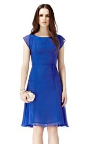 Thena Blue Silk Fit & Flare Dress