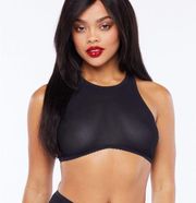 Savage X Fenty Soft Mesh Sleep Crop Tank Black Caviar Scallop Edge Sheer Sexy S