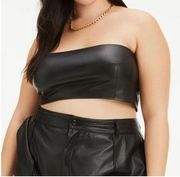 NWT Good American Black Better than Leather Bandeau Top - Size 1 (Small)