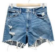 Abercrombie & Fitch  The 4” Mom Short High Rise Jean Shorts Denim Cutoffs Size 26