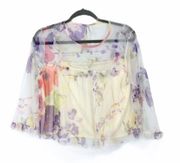 Mimi Chica women's Blouse floral sheer Ruffle