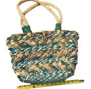 Straw Tote Handbag Fully Lined   16" wide x 11" tall Multicolor