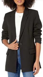 The Drop Oversized Long Black Blazer