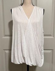 Athleta Criss Cross Top Blouse Shirt White Sleeveless Size 1X Casual Layer A1023