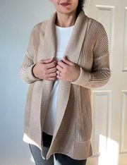 Tahari Ribbed Shawl Collar Open Front Cardigan size XS