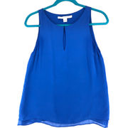 Diane Von Furstenburg Womens Sz P Raica Swing Tank Top Blue 100% Silk TINY FLAW