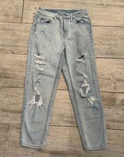 Light Wash Distressed Boyfriend Jeans