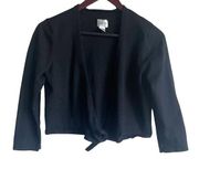 Chicos Women Open Shrug Top 3/4 Sleeve Knotted Closure Knit Small Black Cropped