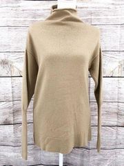 Aritzia Wilfred Tan Cyprie 100% Merino Wool Rolled Mock Neck Sweater Size S