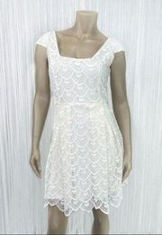 ALYA White Knit Crochet Dress Size Medium