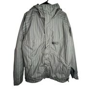 Burton Grey and White Striped Heavy Hooded Winter Coat