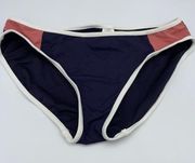 Ann Taylor LOFT Beach Navy Blue Pink Bikini Swim Bottoms Women's Size Medium