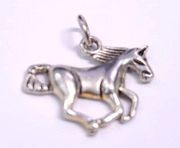 Running Horse Pendant Charm Silver Tone Equine Equestrian Lover 3/4" Cowgirl