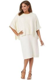 Jessica London Women's Plus Size Cable Knit Cape Sweater Dress