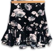 NWT - AQUA -Velvety Floral Ruffle Tiered Mini Skirt - S