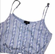 On Twelfth size small blue embroidered crop top