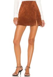 Skirt Suede Mini 100% Leather in Dried Tobacco 29