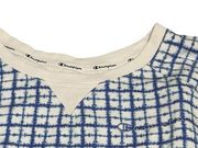 Champion  Blue and White Graphic Crewneck Cropped Pullover Women Sz L Athleisure