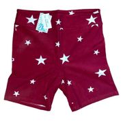 2XL Biker Shorts • Americana Collection • Red With White Stars • NWT